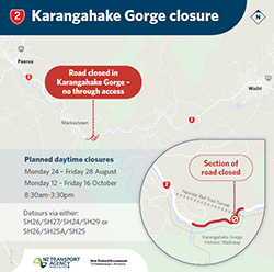 Daytime closures planned for SH2 Karangahake Gorge