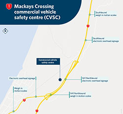 Full night closure for gantry installation – SH1 northbound, Mackays Commercial Vehicle Safety Centre
