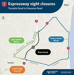 Multi-night closures planned on SH2 Hawke’s Bay Expressway