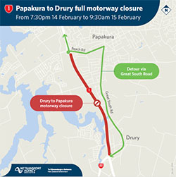 Plan Ahead For Full Southern Motorway Closure Near Drury Saturday Night