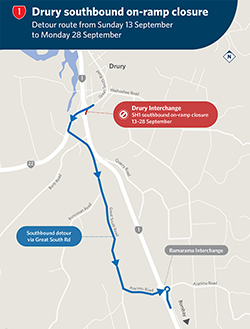 Upcoming 2-week full closure of Drury southbound on-ramp
